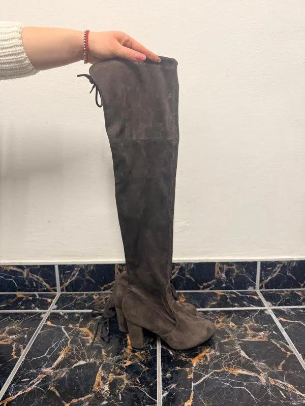 Cizme peste genunchi Kayla Shoes EU 37 | Argintiu, Piele ecologică - Image 3