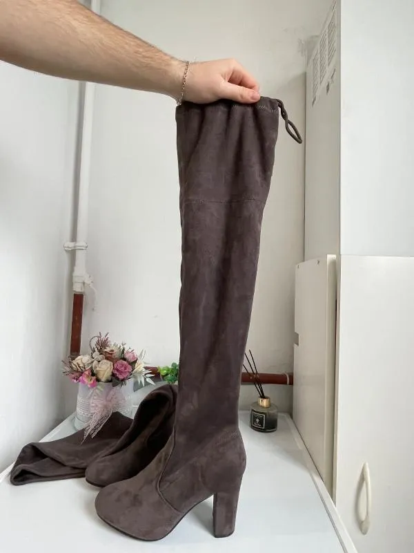 Cizme peste genunchi Kayla Shoes EU 37 | Argintiu, Piele ecologică - Image 7