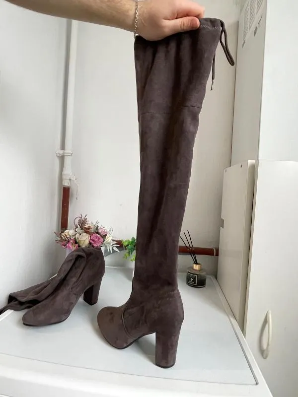 Cizme peste genunchi Kayla Shoes EU 37 | Argintiu, Piele ecologică - Image 9