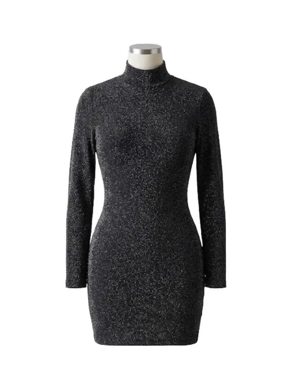 Rochie de seară Zara S | Negru, Mini, Mânecă lungă