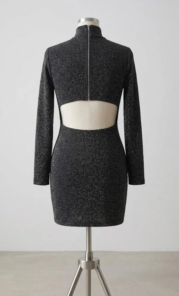 Rochie de seară Zara S | Negru, Mini, Mânecă lungă - Image 2