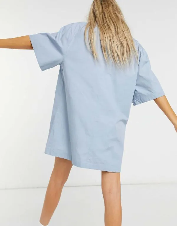 Rochie casual Collusion M | Bleu, Mini, Mânecă scurtă, Monocrom, Bumbac - Image 2