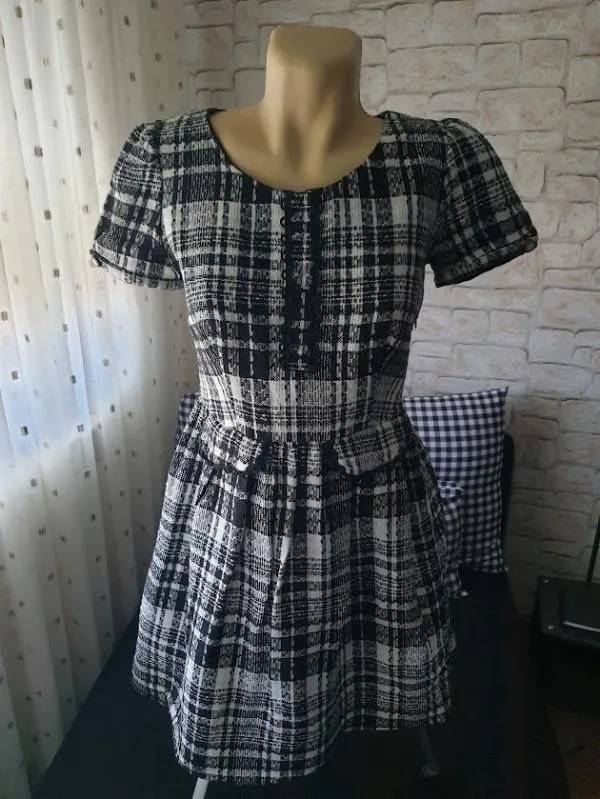 Rochie casual Atmosphere EU 38 | Negru, Mini, Mânecă scurtă, Carouri - Image 2