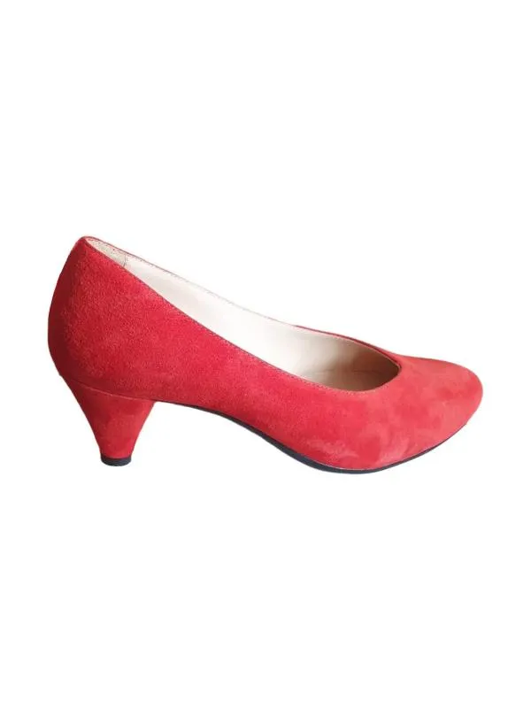 Pantofi cu toc mic Musette EU 35 | Roșu, Piele întoarsă Suede