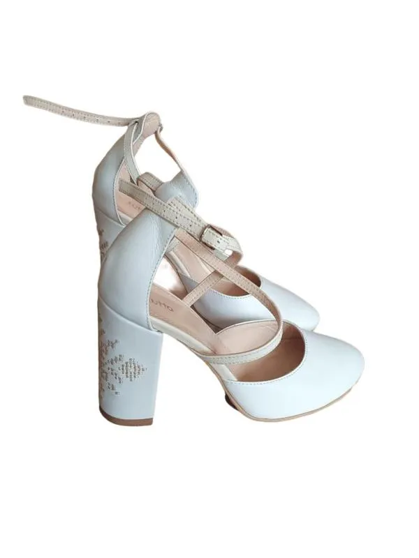 Pantofi cu toc înalt IUTTA EU 35 | Alb, Piele naturală