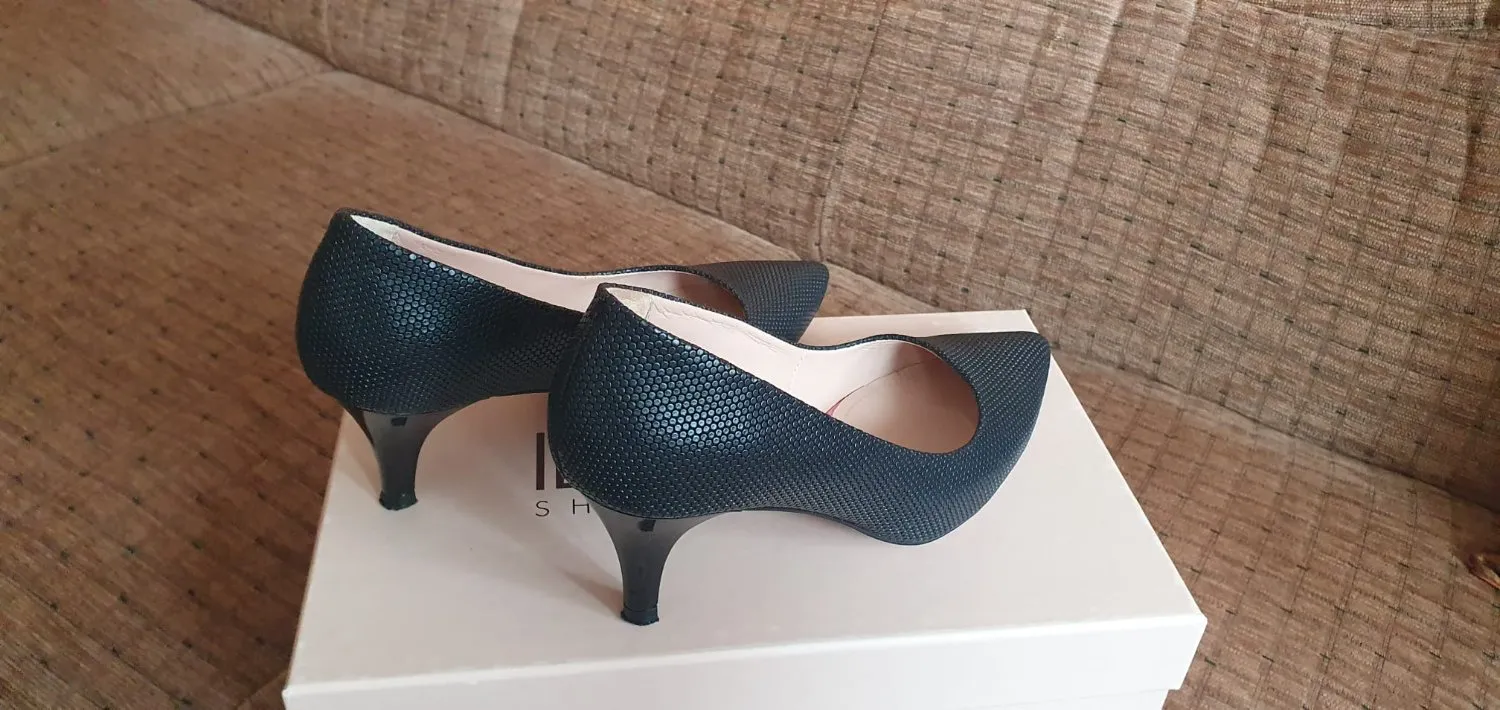Pantofi cu toc mic BOTTA EU 35 | Bleumarin, Monocrom, Piele naturală - Image 2