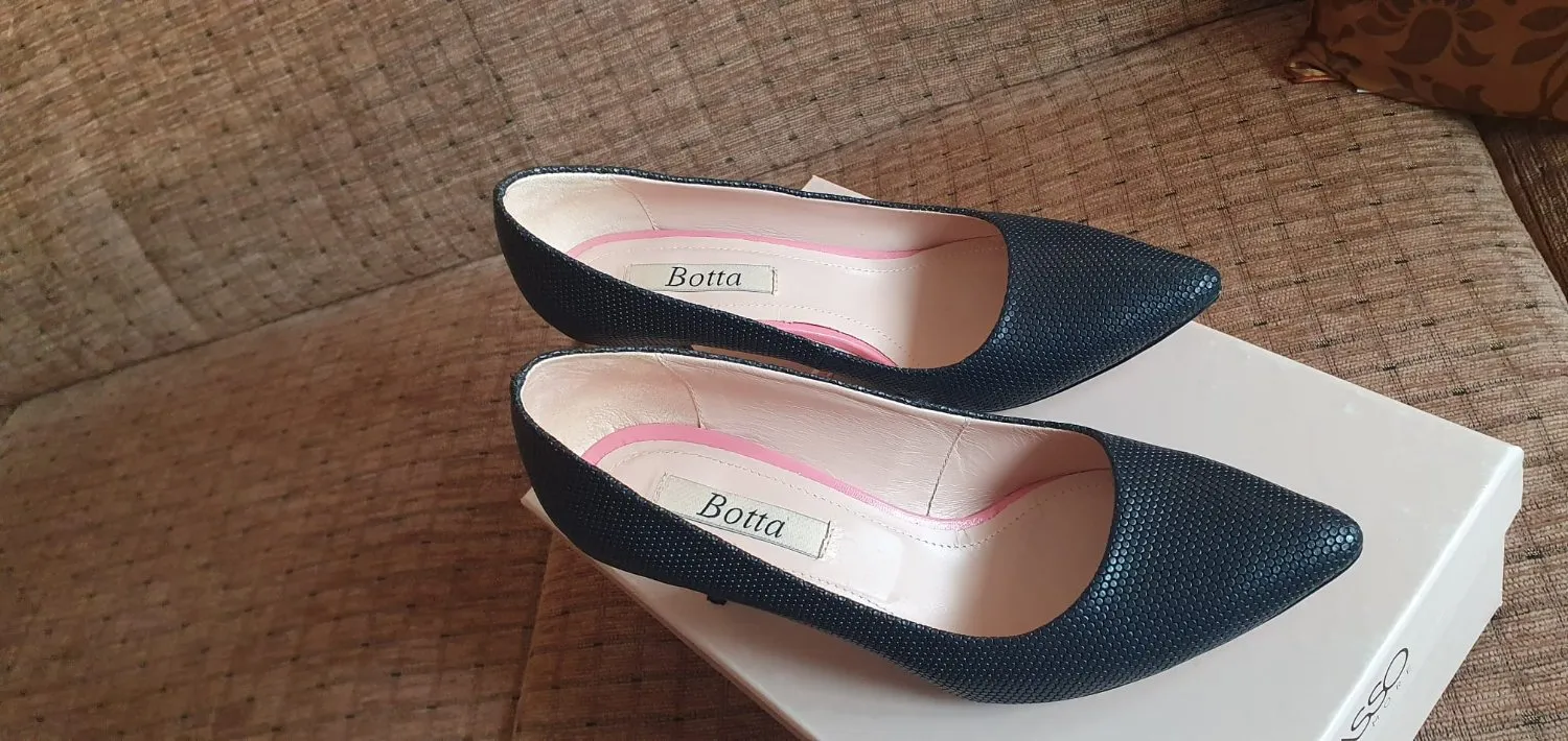 Pantofi cu toc mic BOTTA EU 35 | Bleumarin, Monocrom, Piele naturală - Image 4