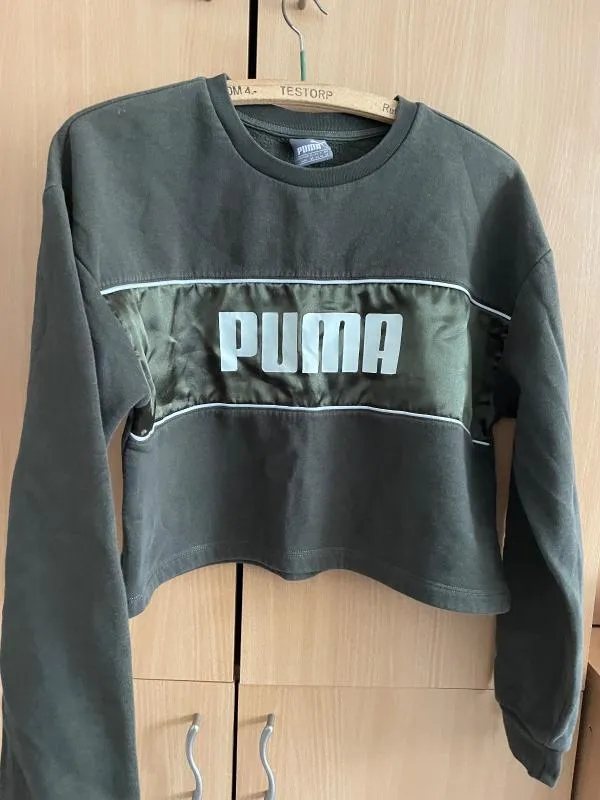 Bluză sport Puma M | Khaki, Logo, Satinat - Image 5