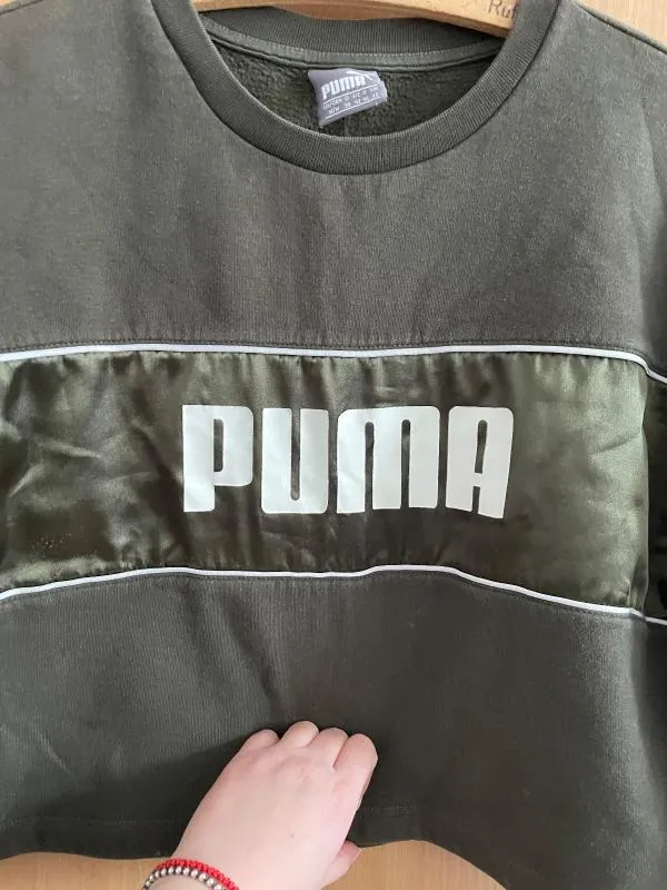 Bluză sport Puma M | Khaki, Logo, Satinat - Image 6