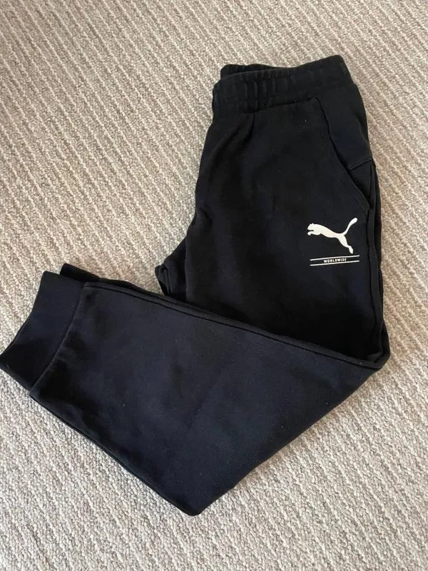 Pantaloni sport Puma XS | Negru, Logo, Bumbac - Image 2