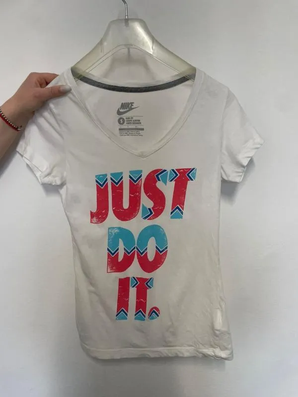 Top sport Nike S | Alb, Logo, Bumbac - Image 3