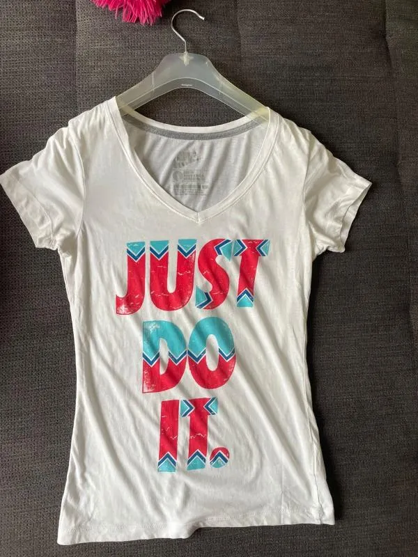 Top sport Nike S | Alb, Logo, Bumbac - Image 7