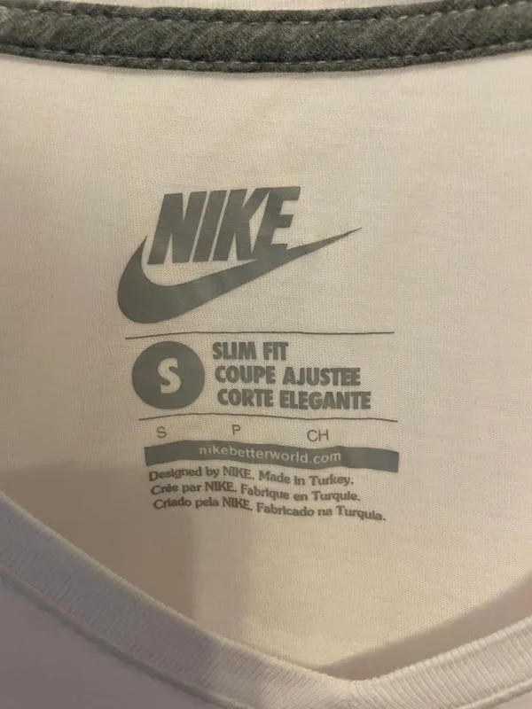 Top sport Nike S | Alb, Logo, Bumbac - Image 4