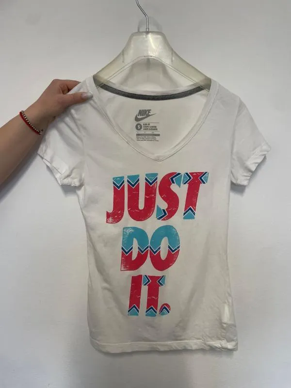 Top sport Nike S | Alb, Logo, Bumbac - Image 2