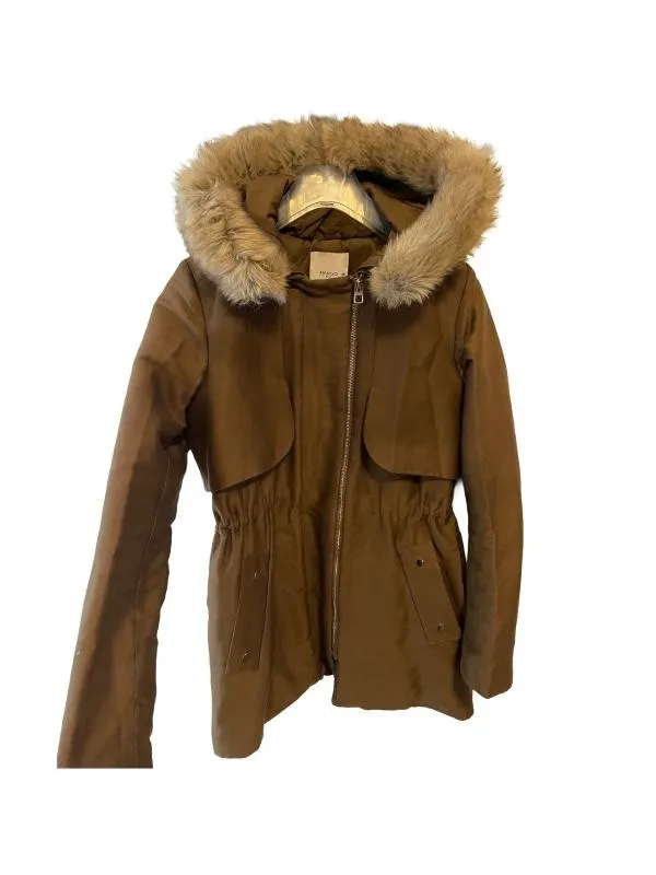 Geacă parka Mango S | Khaki, Cu glugă