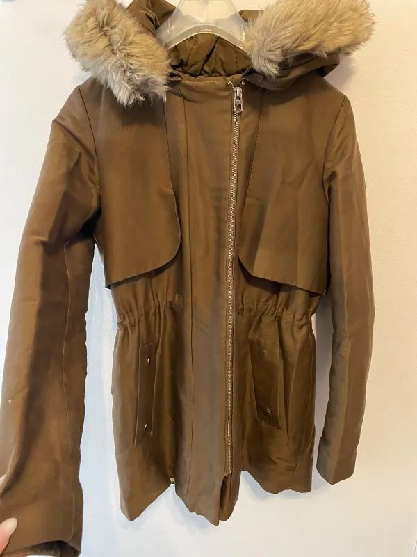 Geacă parka Mango S | Khaki, Cu glugă - Image 10