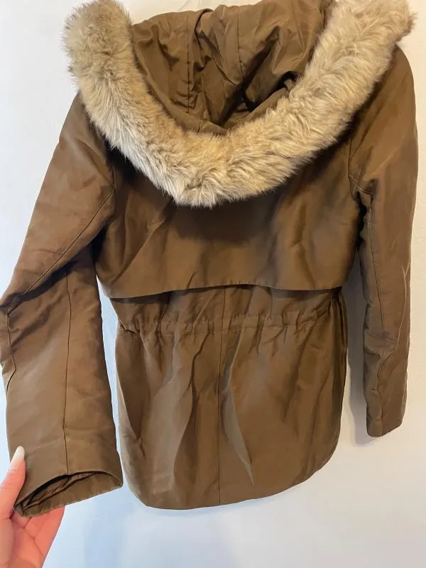 Geacă parka Mango S | Khaki, Cu glugă - Image 3
