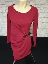 Rochie office Blanco Azzahar M | Burgundy, Midi, Mânecă lungă, Monocrom - Image 2