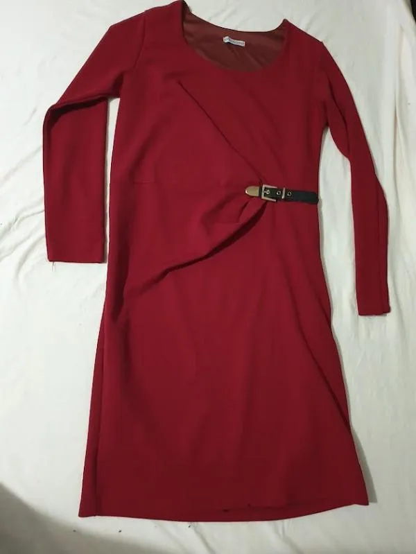 Rochie office Blanco Azzahar M | Burgundy, Midi, Mânecă lungă, Monocrom - Image 6