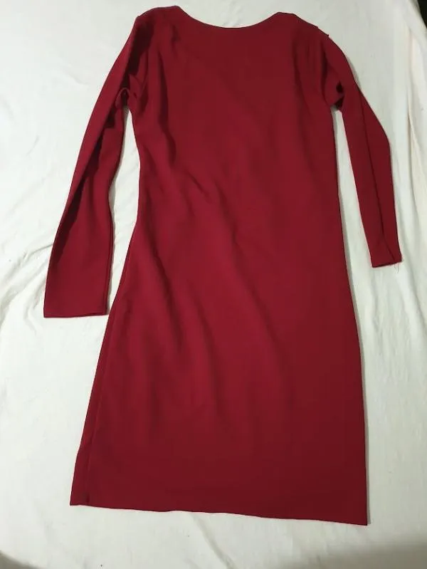 Rochie office Blanco Azzahar M | Burgundy, Midi, Mânecă lungă, Monocrom - Image 7