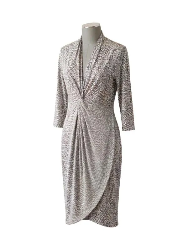 Rochie casual Olsen M | Gri, Midi, Mânecă trei sferturi