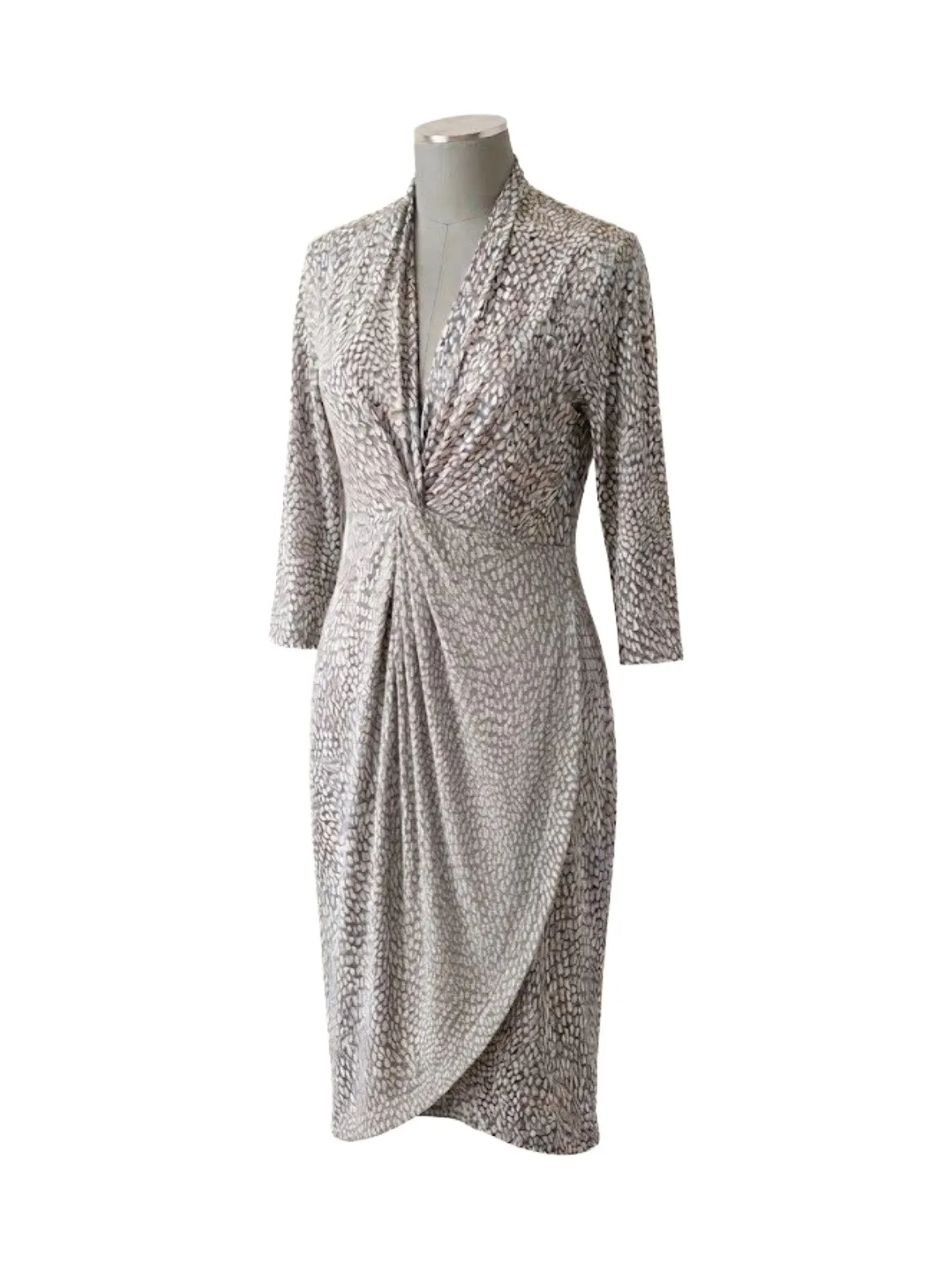 Rochie casual Olsen M | Gri, Midi, Mânecă trei sferturi