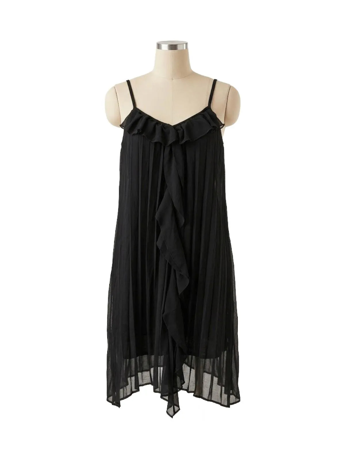 Rochie de seară Savida L | Negru, Midi, Bretele subțiri, Monocrom, Pliuri