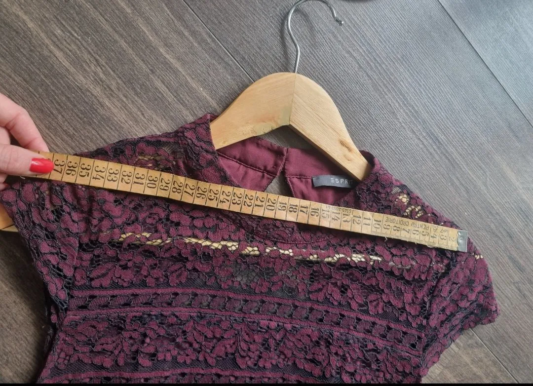 Rochie de seară Esprit S | Burgundy, Midi, Fără mâneci, Floral & Tropical, Dantelă - Image 7