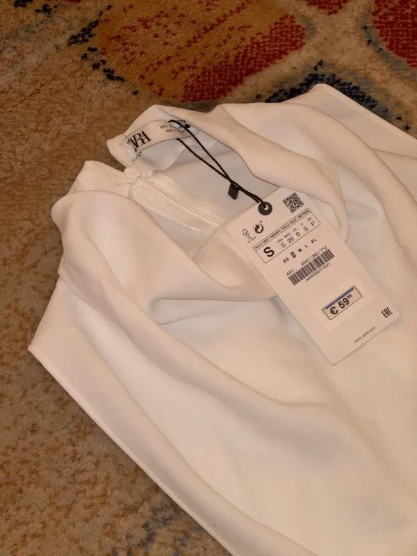 Salopetă Zara S | Alb, Lungă, Fără mâneci, Design petrecut - Image 10