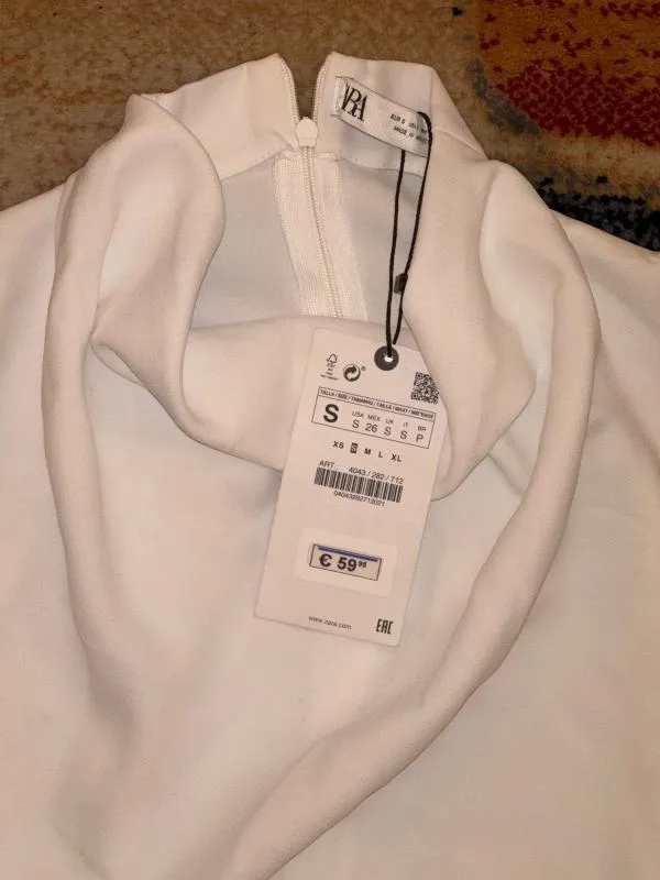 Salopetă Zara S | Alb, Lungă, Fără mâneci, Design petrecut - Image 7
