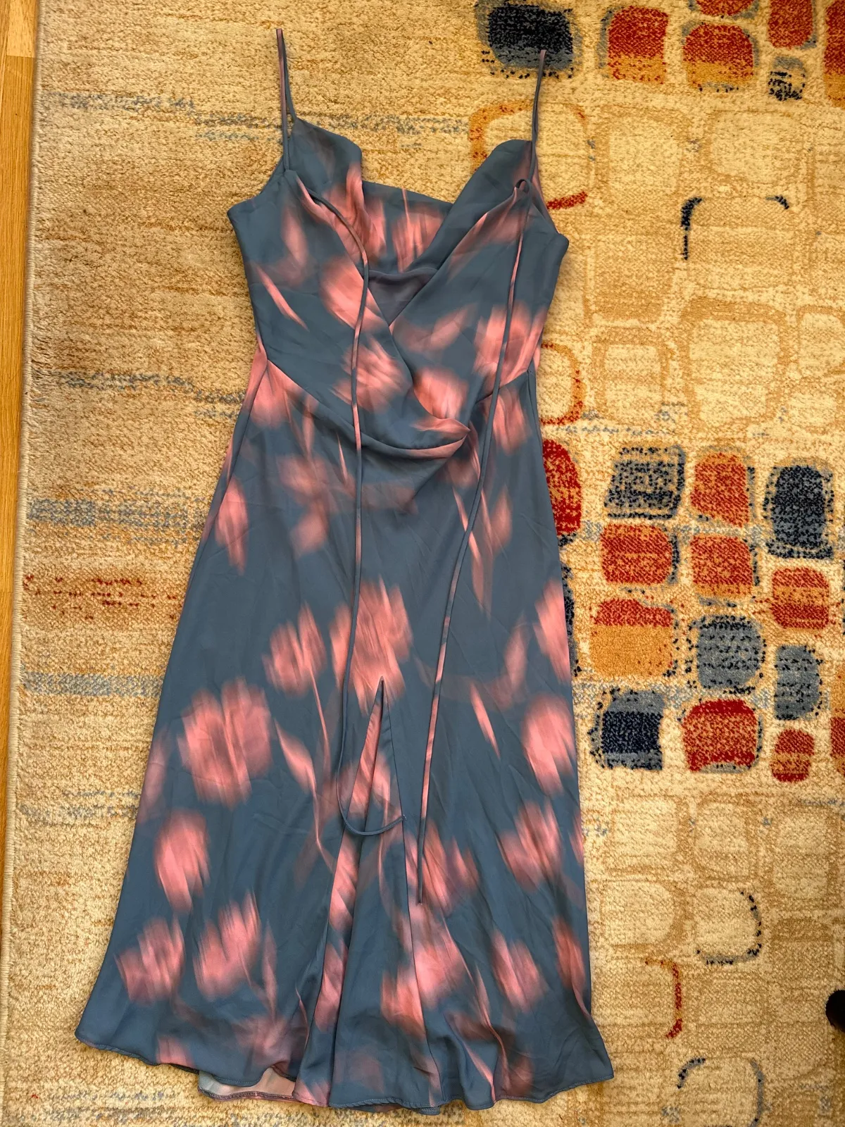 Rochie de vară Zara S | Albastru, Midi, Bretele subțiri, Floral & Tropical, Poliester - Image 5