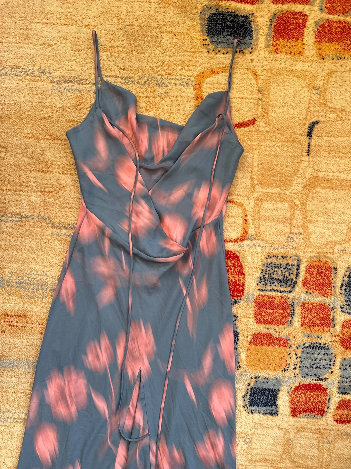 Rochie de vară Zara S | Albastru, Midi, Bretele subțiri, Floral & Tropical, Poliester - Image 7