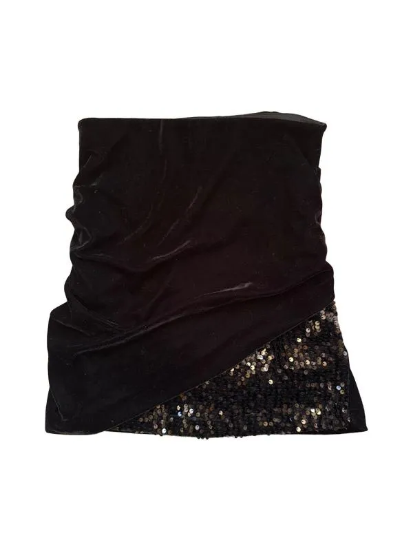 Fustă asimetrică Zara S | Negru, Mini, Asimetrică fit, Abstract & Color Block, Paiete