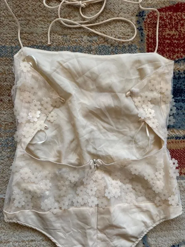 Body Zara S | Bej, Normal, Bretele subțiri, Floral & Tropical, Paiete - Image 9