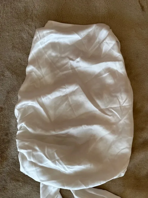 Top cropped Zara S | Alb, Cropped (Scurt), Fără mâneci, Satinat - Image 4