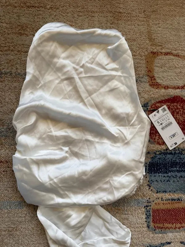 Top cropped Zara S | Alb, Cropped (Scurt), Fără mâneci, Satinat - Image 8