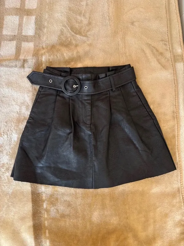 Fustă din piele Zara XS | Negru, Mini, Talie înaltă, Piele ecologică - Image 8