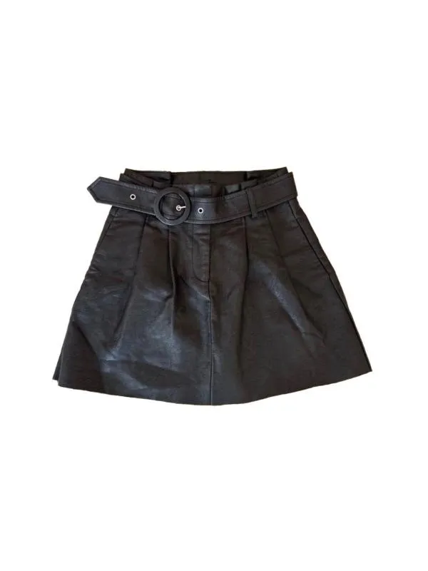 Fustă din piele Zara XS | Negru, Mini, Talie înaltă, Piele ecologică