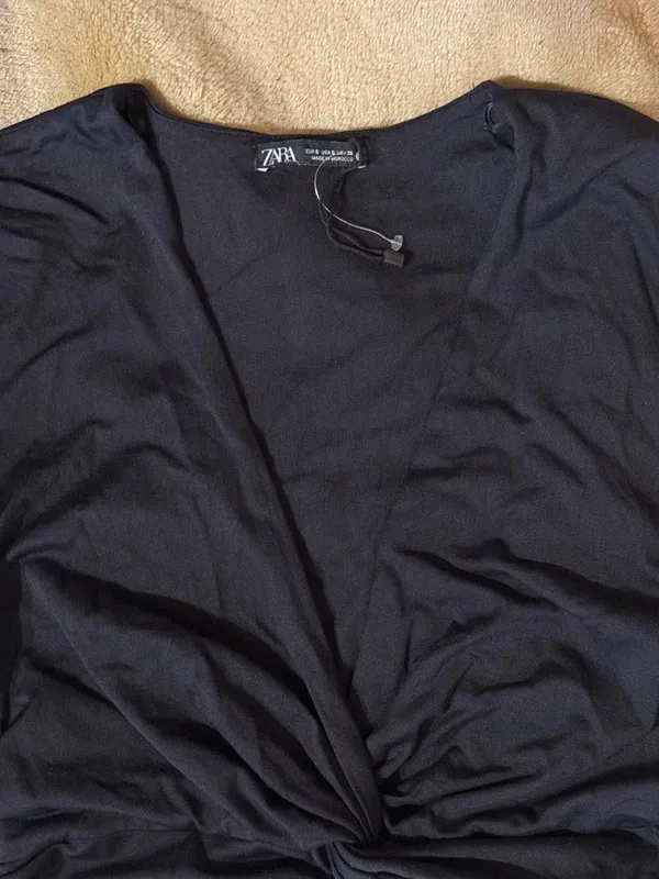 Rochie de seară Zara S | Negru, Mini, Mânecă lungă, Design petrecut - Image 3
