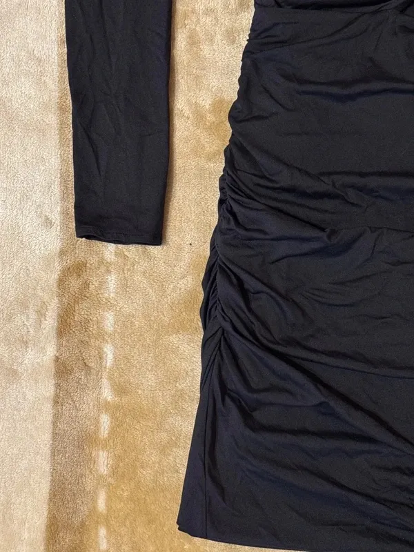 Rochie de seară Zara S | Negru, Mini, Mânecă lungă, Design petrecut - Image 4