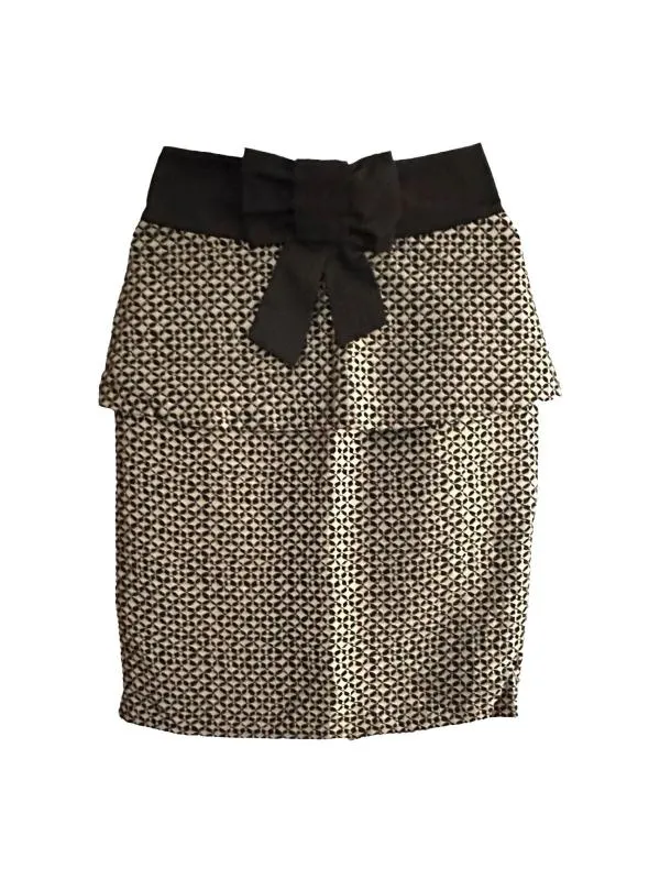 Fustă office Nissa M | Multicolor, Midi, Talie înaltă, Carouri, Peplum, Vâscoză