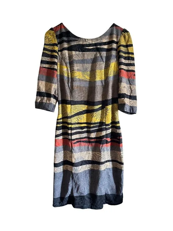 Rochie de seară Pologarage S | Multicolor, Midi, Mânecă trei sferturi, Vâscoză