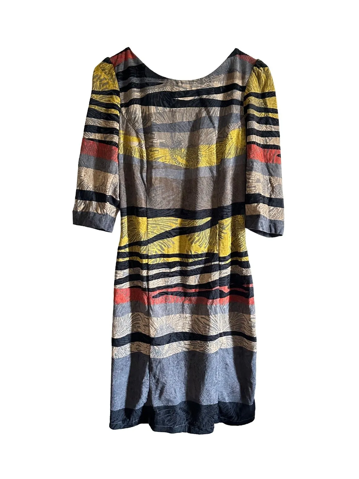 Rochie de seară Pologarage S | Multicolor, Midi, Mânecă trei sferturi, Vâscoză