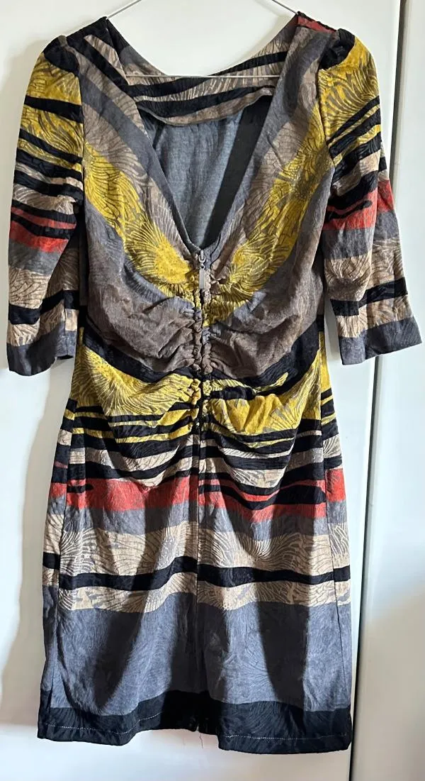 Rochie de seară Pologarage S | Multicolor, Midi, Mânecă trei sferturi, Vâscoză - Image 4