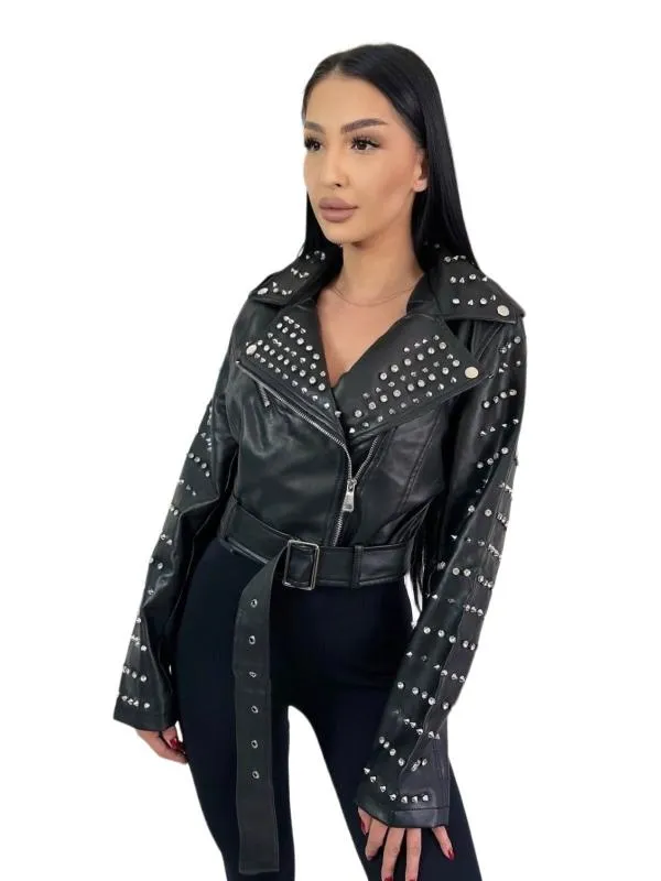 Geacă biker S | Negru, Fără glugă, Piele naturală