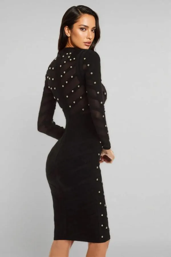Rochie mulată Lena Fashion L | Negru, Midi, Mânecă lungă, Transparent - Image 3