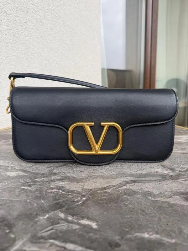 Poșetă Valentino Garavani | Negru, Logo, Piele naturală - Image 3
