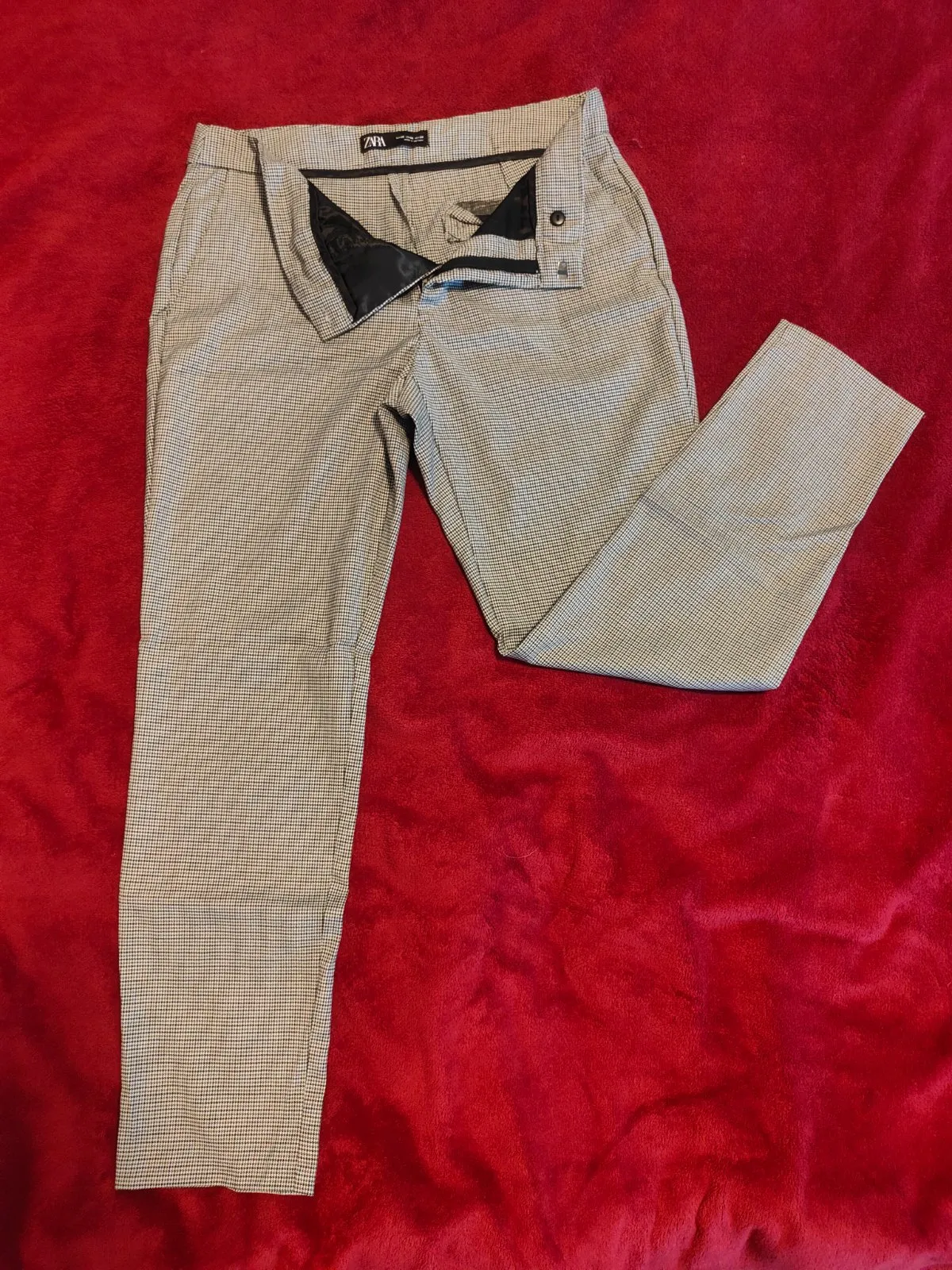 Pantaloni Zara EU 38 | Gri, Lungi, Talie medie, Tapered (Conici) fit, Carouri - Image 2