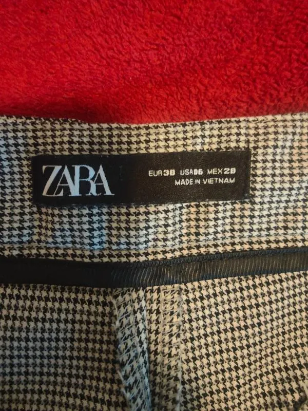 Pantaloni Zara EU 38 | Gri, Lungi, Talie medie, Tapered (Conici) fit, Carouri - Image 4