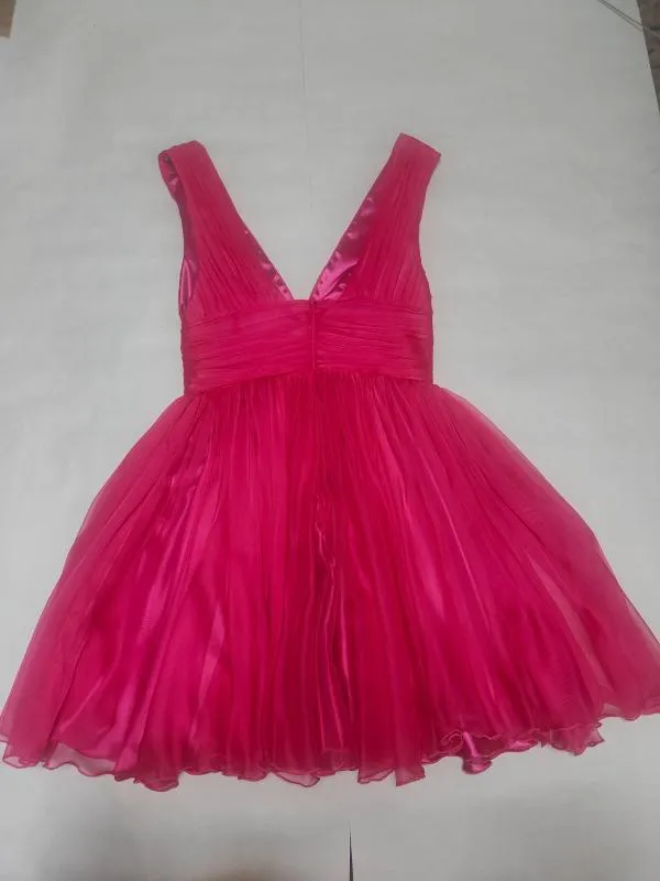 Rochie de seară Precious Look S | Fuchsia, Mini, Fără mâneci, Pliuri - Image 3